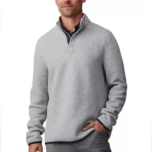 RHONE Gramercy Gray 1/4 Placket Pullover Sz 2XL Sweater Quilted Preppy Classic - Picture 16 of 16
